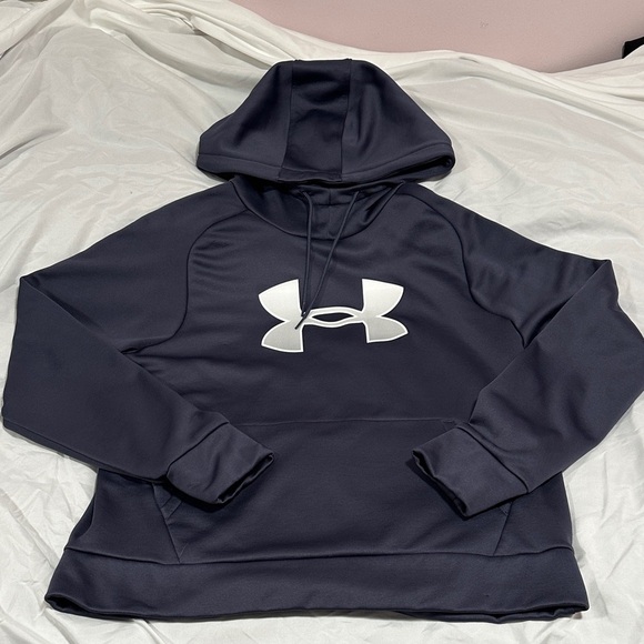 Under Armour Tops - Under Armour Dark Gray Hoodie with White Logo BNWT